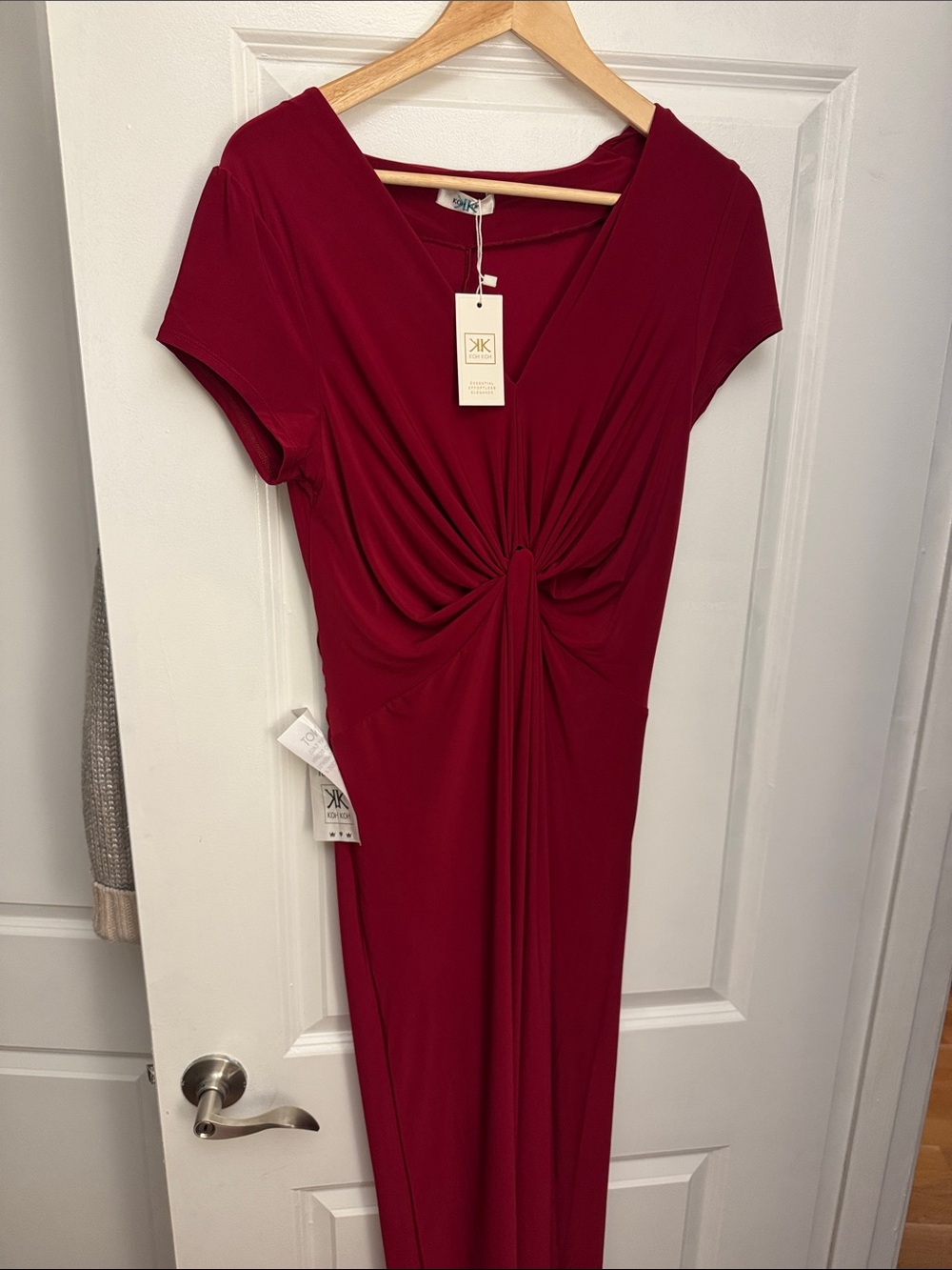 Kensie Red Twist-Front Maxi Dress
